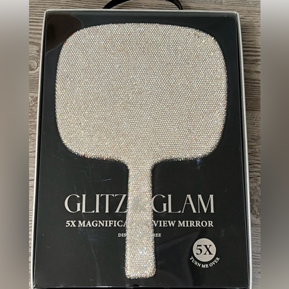 Glitz and glam handheld mirror - sparkle smile shine